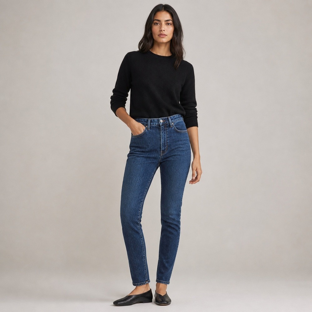 The Row Womens High Rise Skinny Jeans Dark Indigo Blue Made in USA Size 0